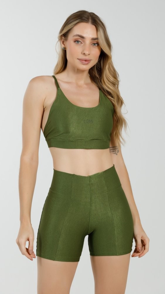 Shorts Canelado Verde Oliva