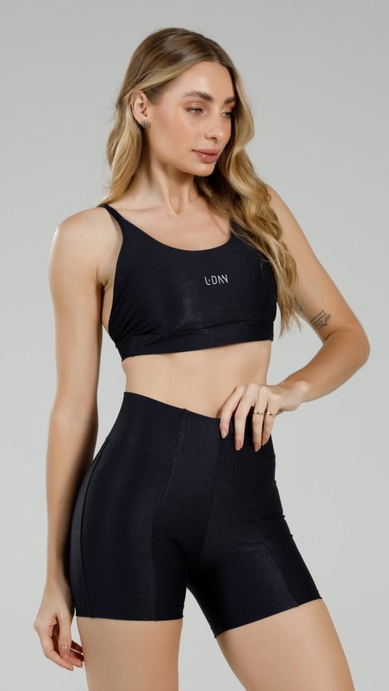 Top Canelado Alça Fina Preto