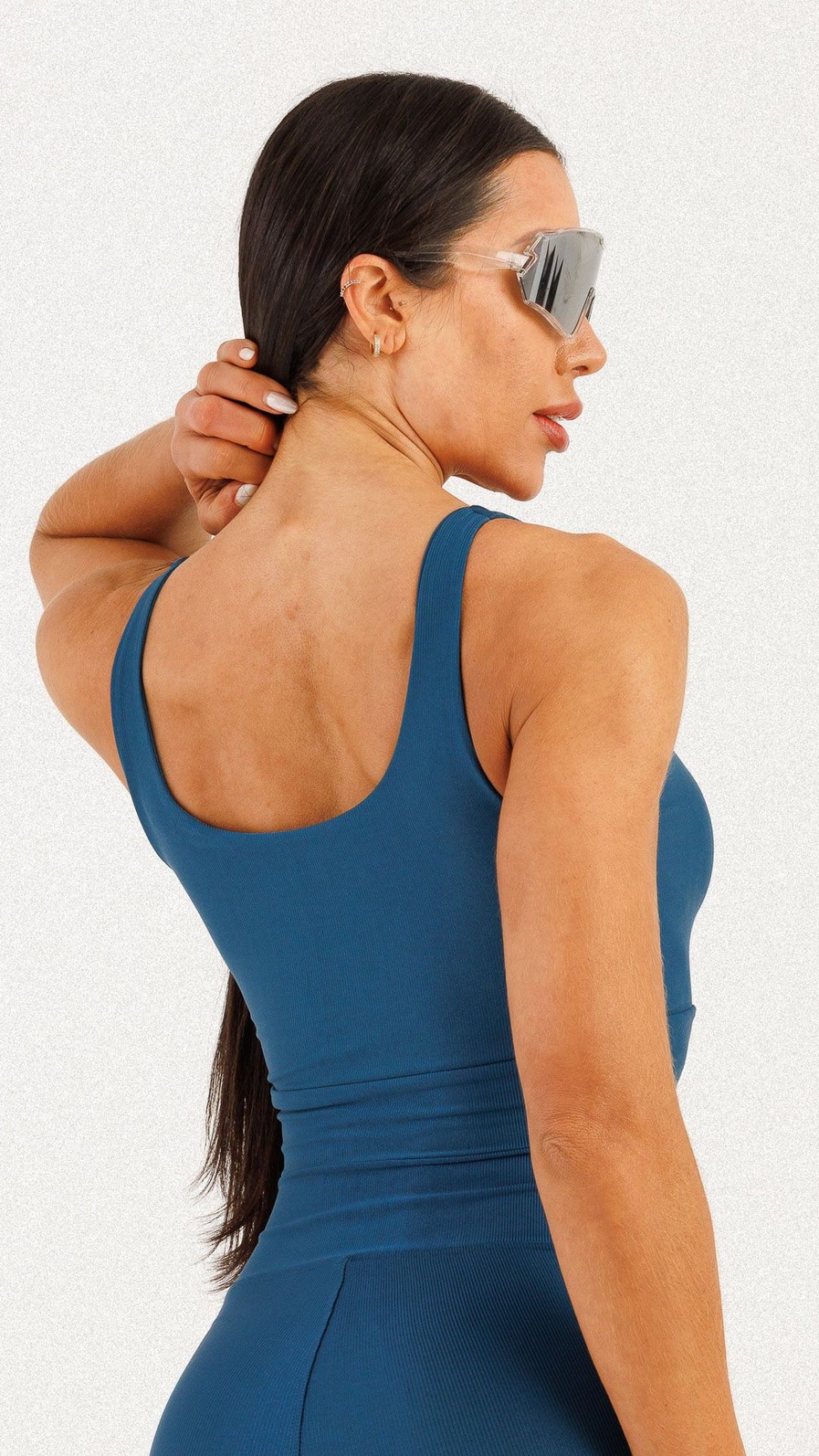 Conjunto Top + Shorts com Bolso Canelado Azul Galaxia