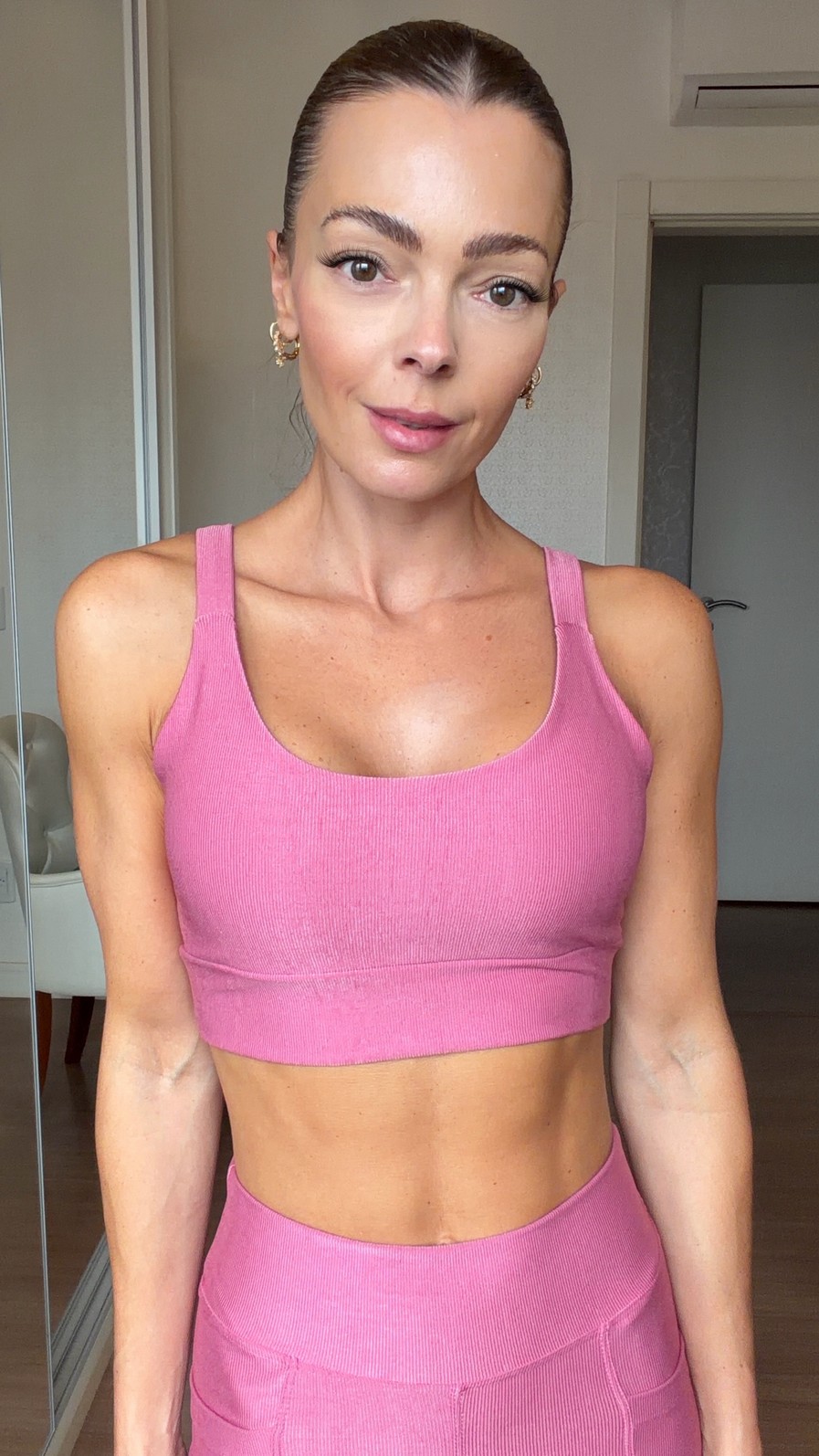 Conjunto Top + Shorts com Bolso Canelado Rosa Blush