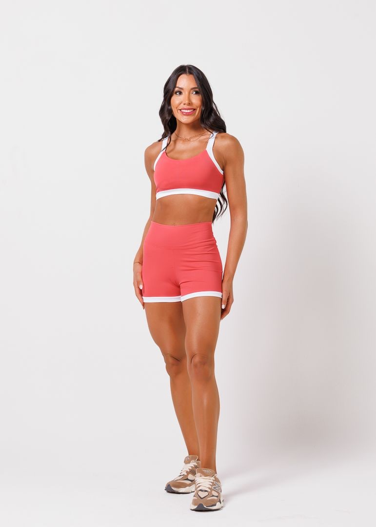 Shorts Maju Laranja Sunset com Branco Shorts Maju Laranja Sunset com Branco