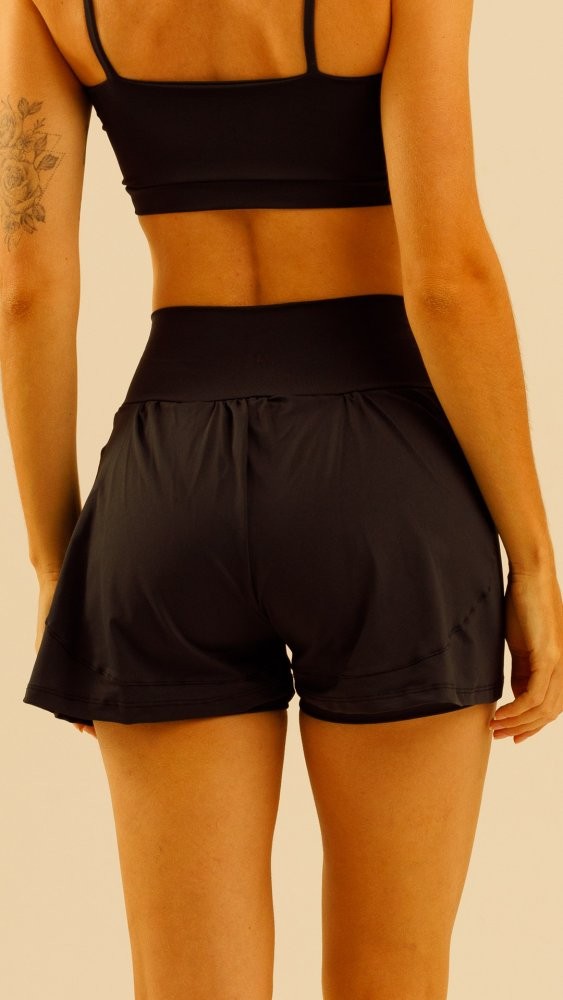 Shorts duplo com Bolso Eva Preto