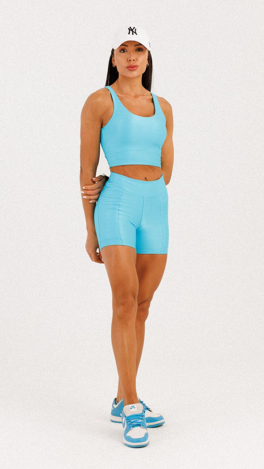 Conjunto Top + Shorts com Bolso Canelado Azul Miami