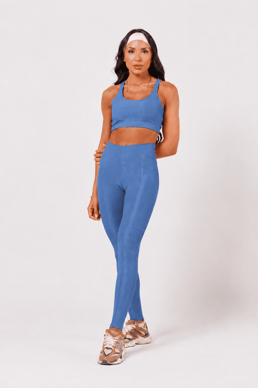 Legging com Bolso Canelado Azul Boy Legging com Bolso Canelado Azul Boy