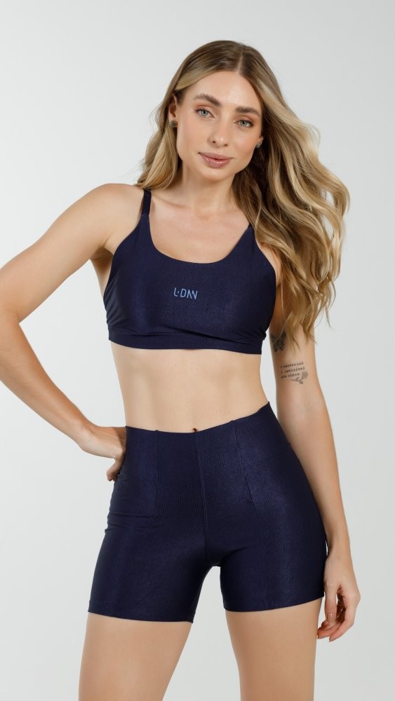 Shorts Canelado Azul Marinho Shorts Canelado Azul Marinho