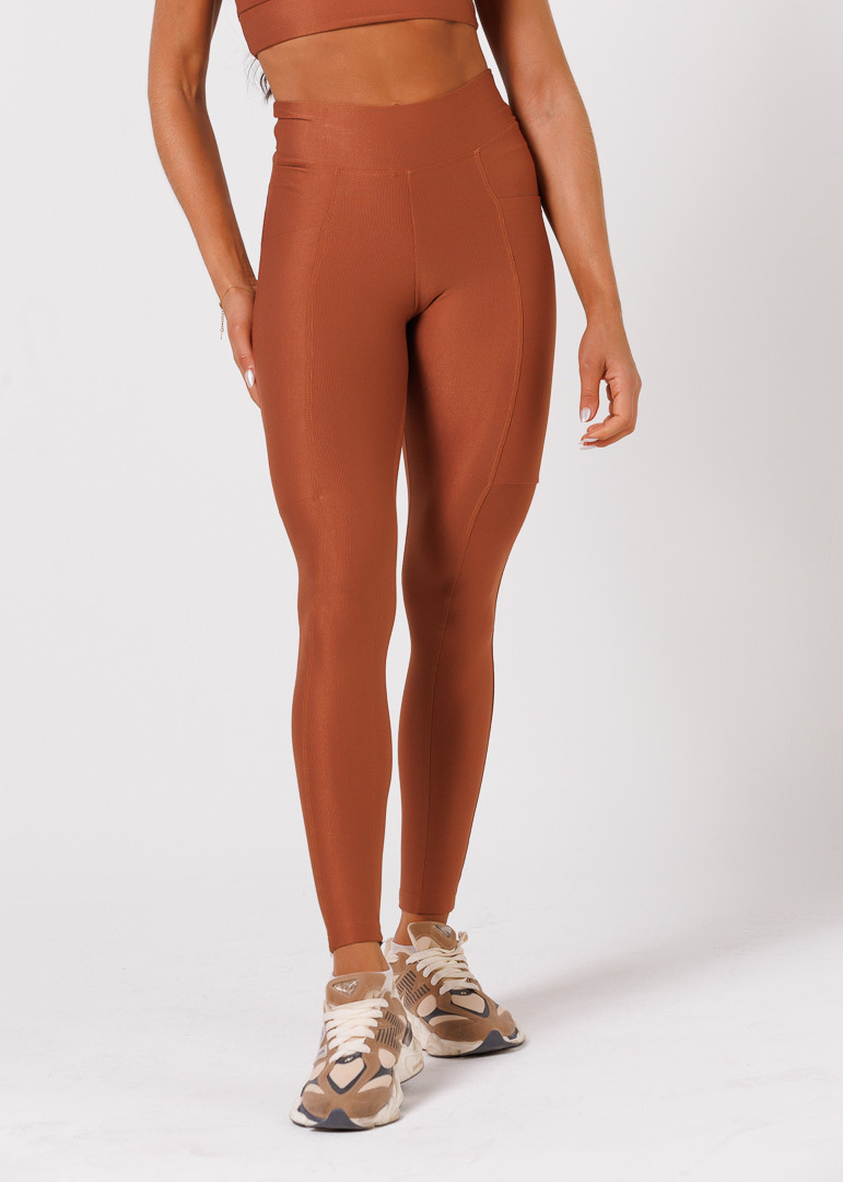 Legging com Bolso Canelado Bronze Legging com Bolso Canelado Bronze