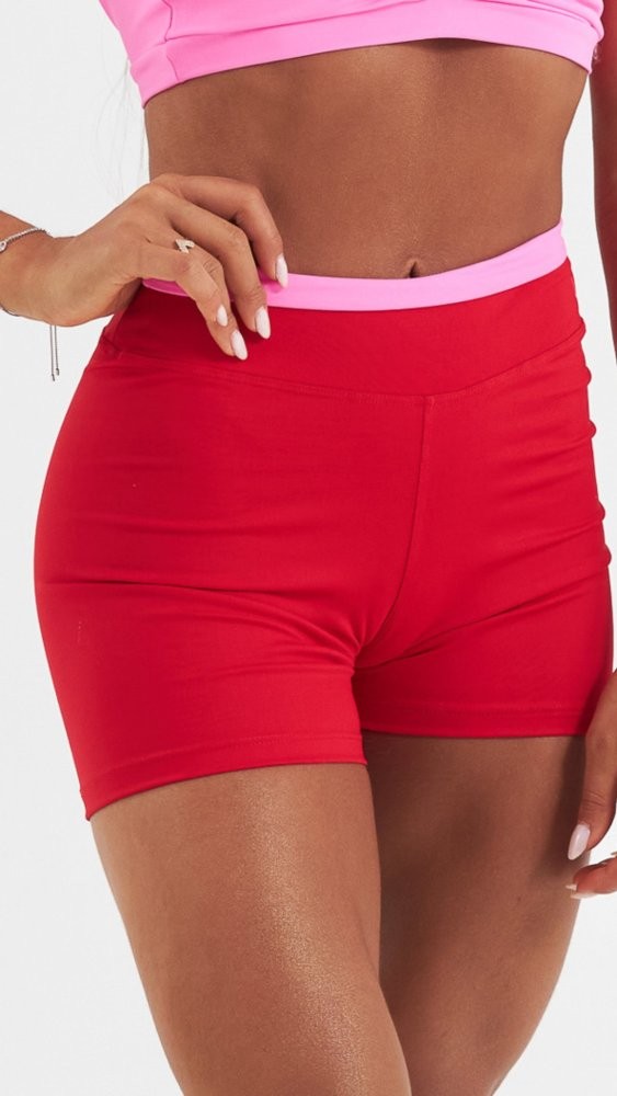 Shorts Mari Vermelho e Rosa Chiclete Shorts Mari Vermelho e Rosa Chiclete