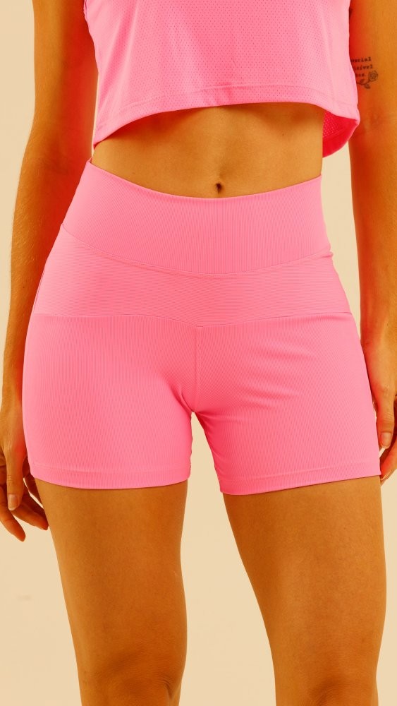 Shorts Matte Canelado Rosa