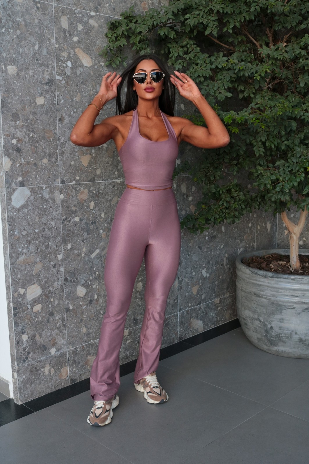 Blusa Frente Única Canelado Aurora Rose Malva