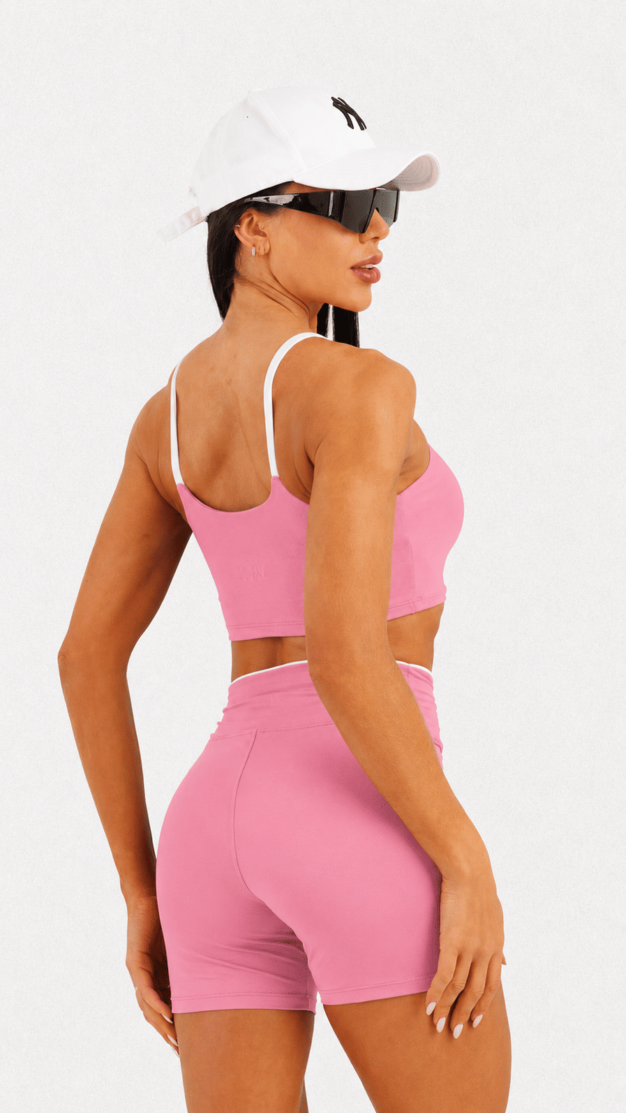 Shorts Cali Rosa Blush e Branco Shorts Cali Rosa Blush e Branco