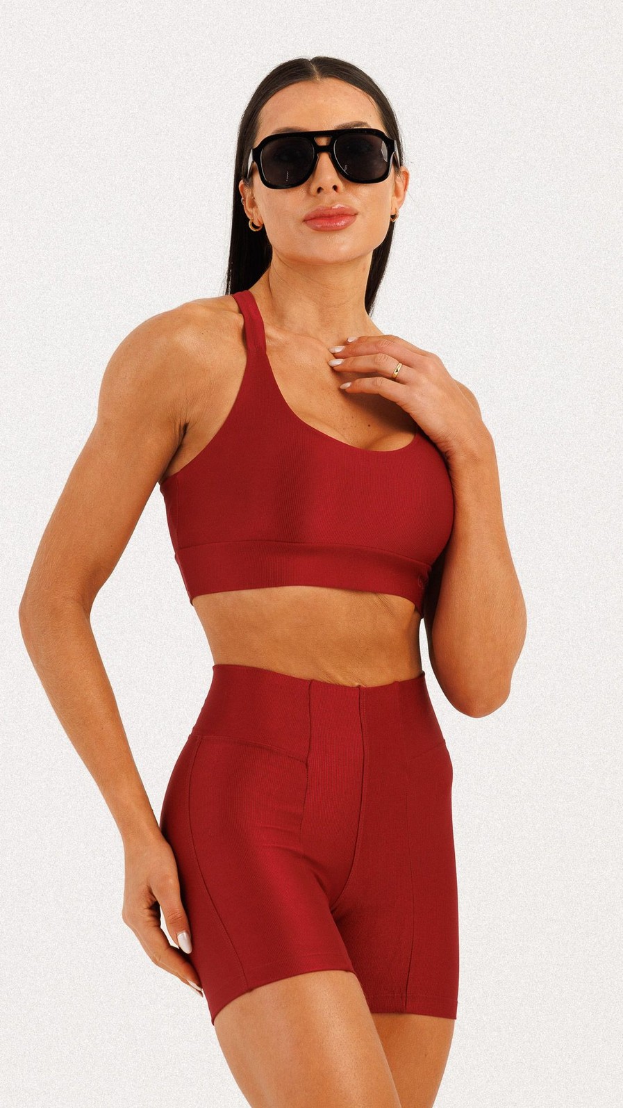 Shorts Canelado Cereja