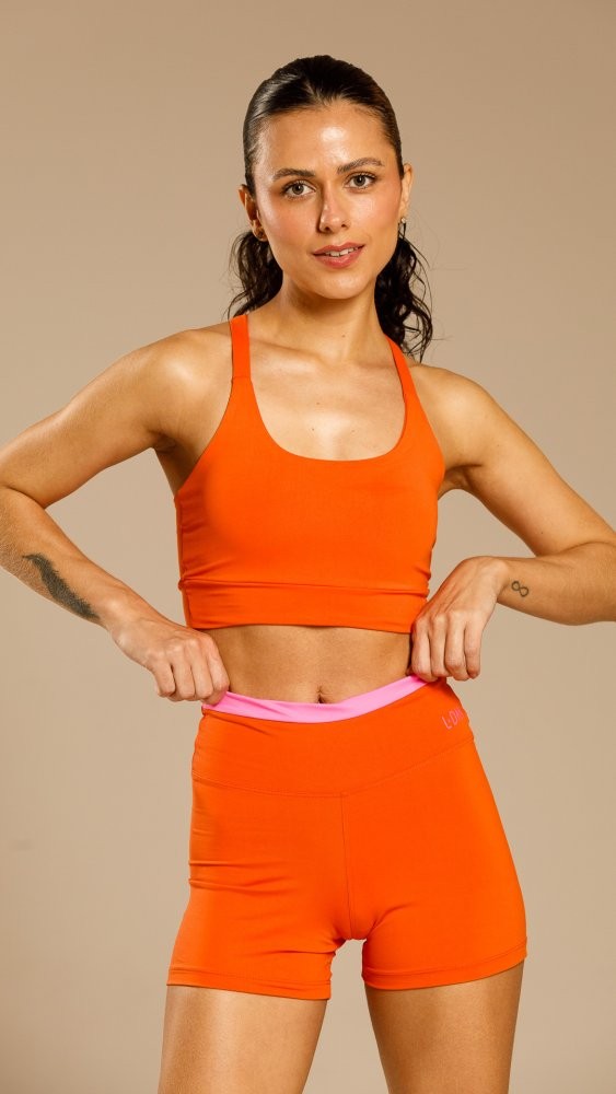 Shorts Madu Laranja e Rosa Chiclete Shorts Madu Laranja e Rosa Chiclete