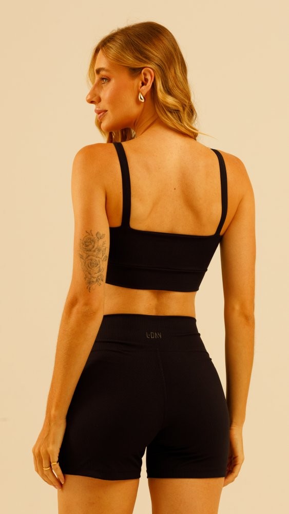 Shorts Matte Canelado Preto Shorts Matte Canelado Preto