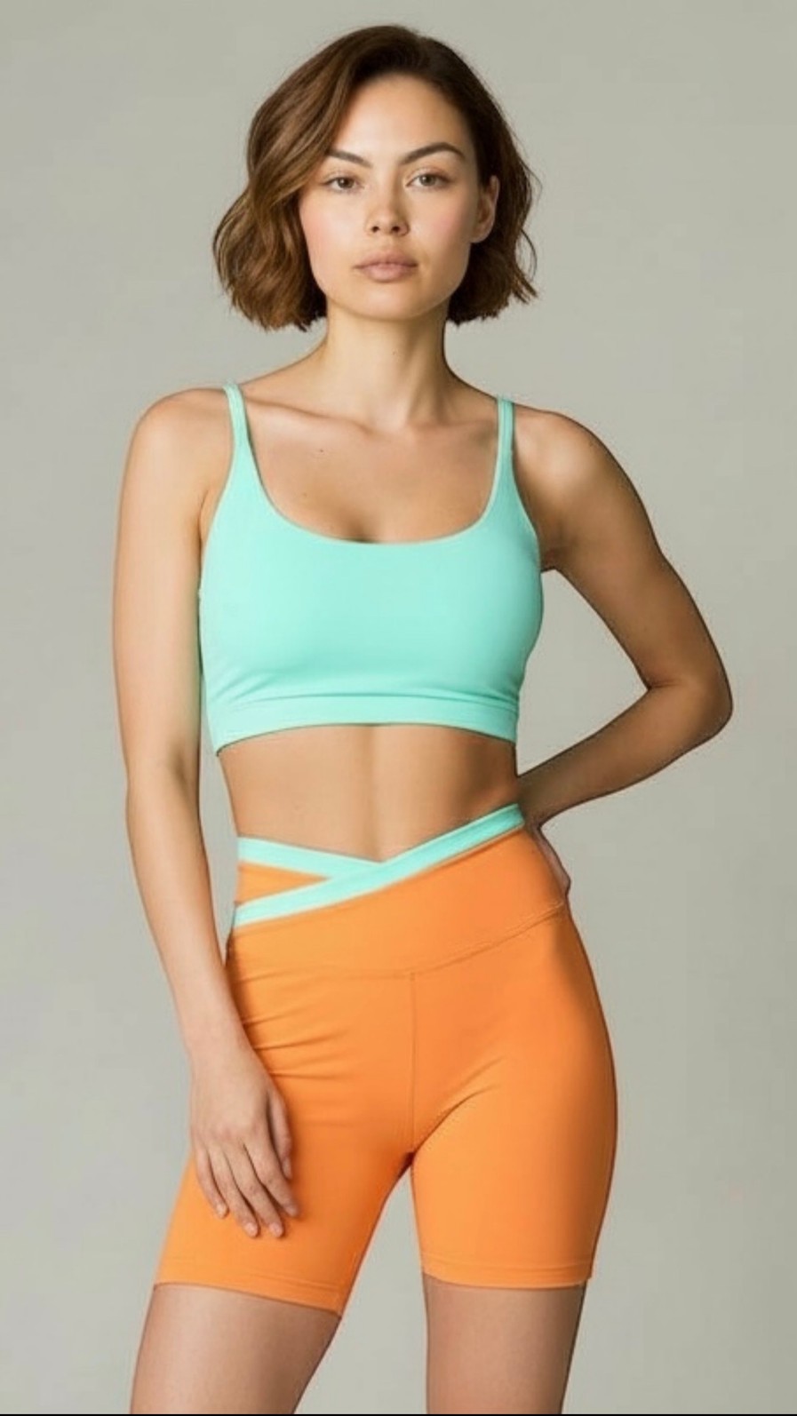 Shorts Ane Tangerina e Verde Matcha Shorts Ane Tangerina e Verde Matcha