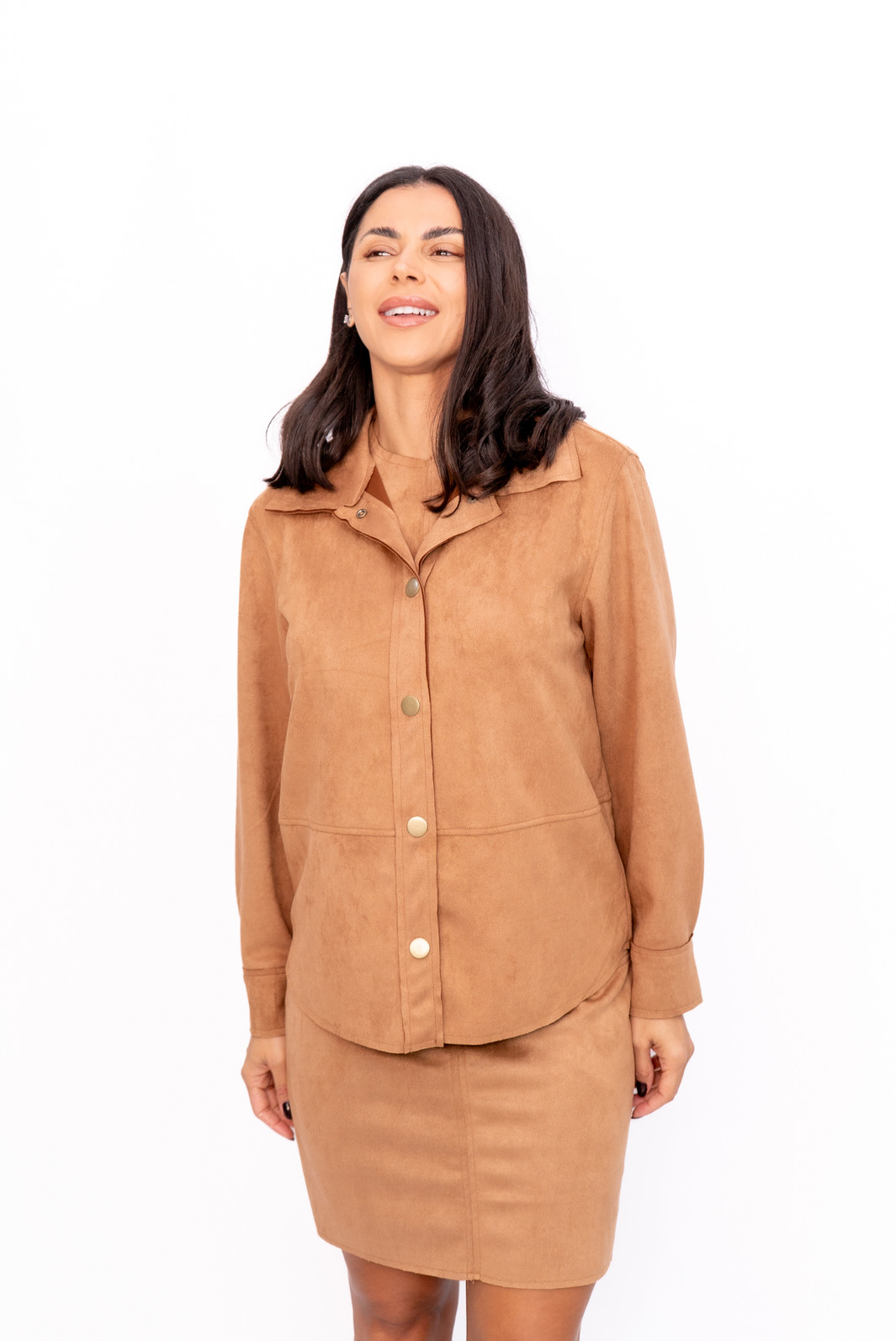 Camisa com Recortes e Botões Marrom Ramo Selvagem