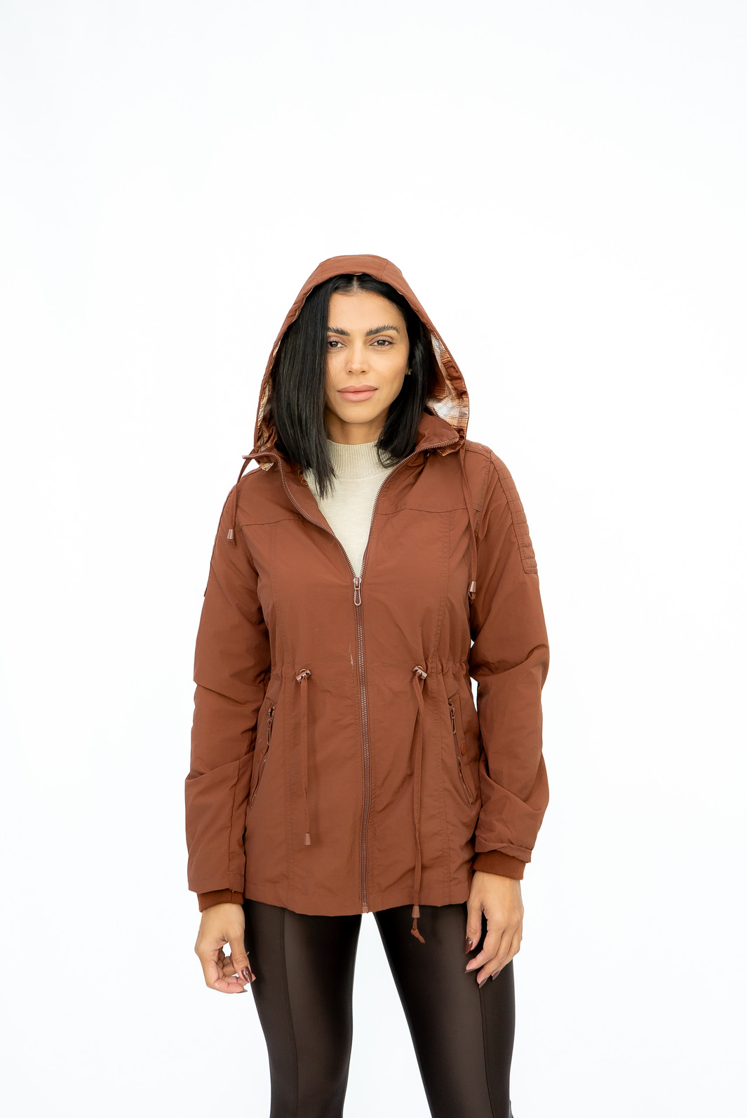 Parka Nylon Corta Vento Xadrez Coffee Parka Nylon Corta Vento Xadrez Coffee