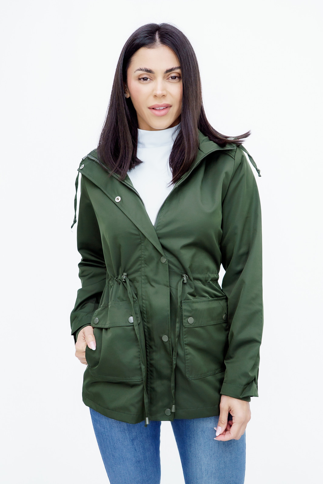 Parka Lisa com Forro Xadrez Verde