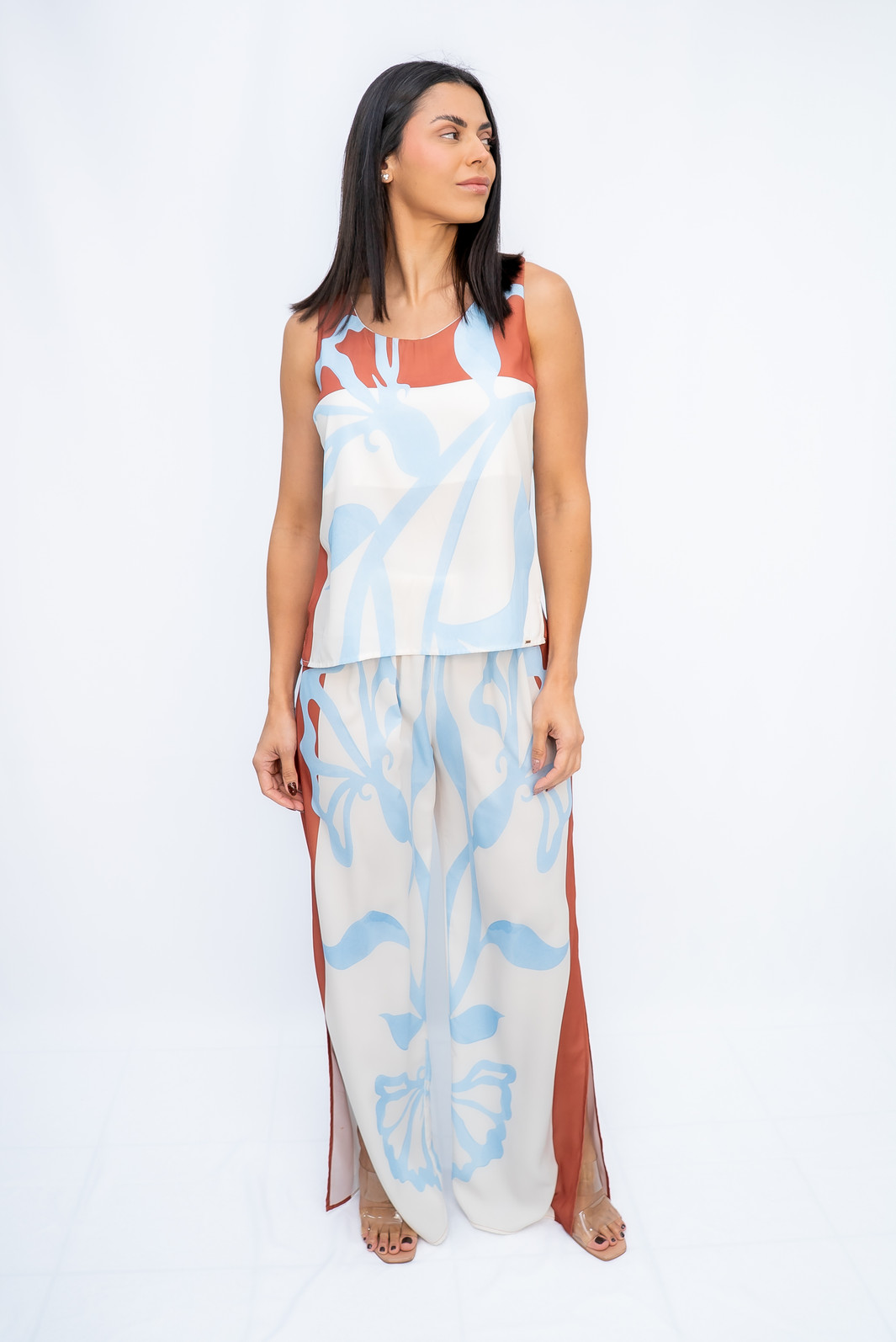 Calça Reta Estampa Floral Bana Bana