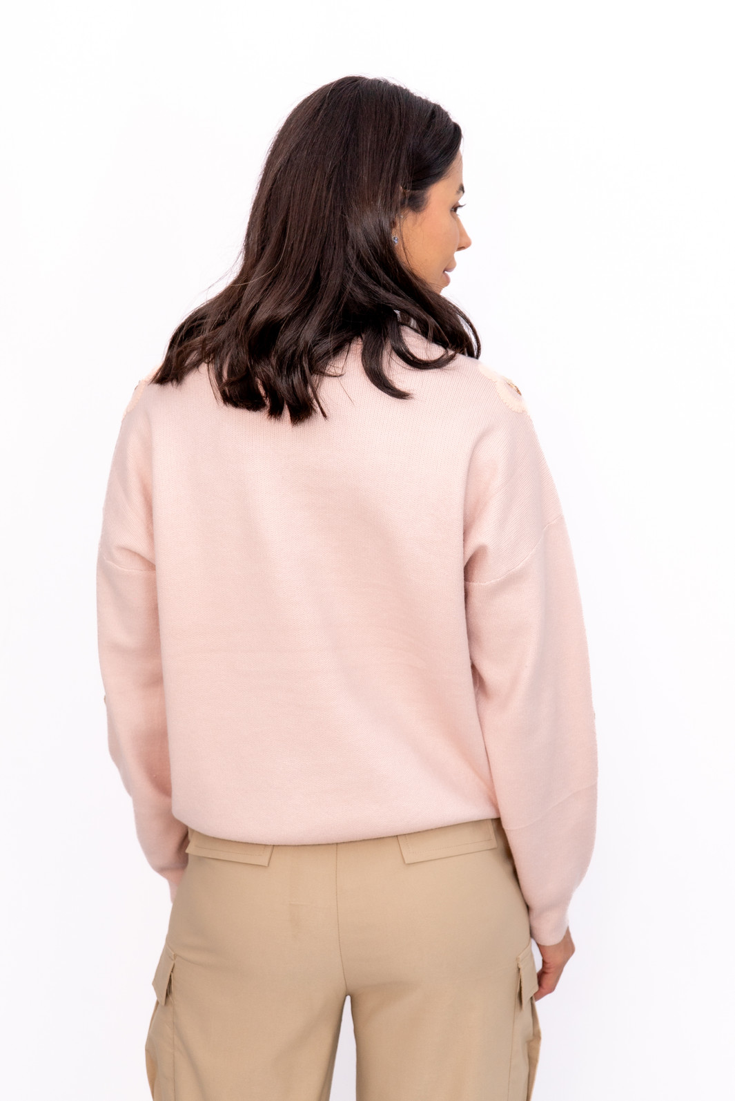 Blusa Modal Bordada nas Mangas Rosê