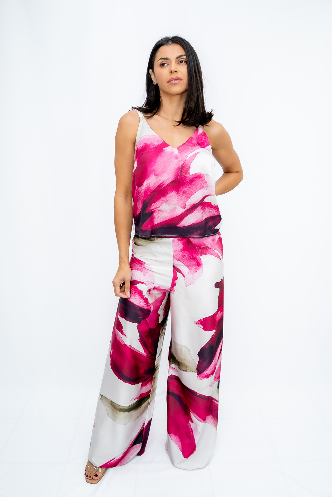 Calça Pantalona Estampada Orquídea Ramo Selvagem Calça Pantalona Estampada Orquídea Ramo Selvagem