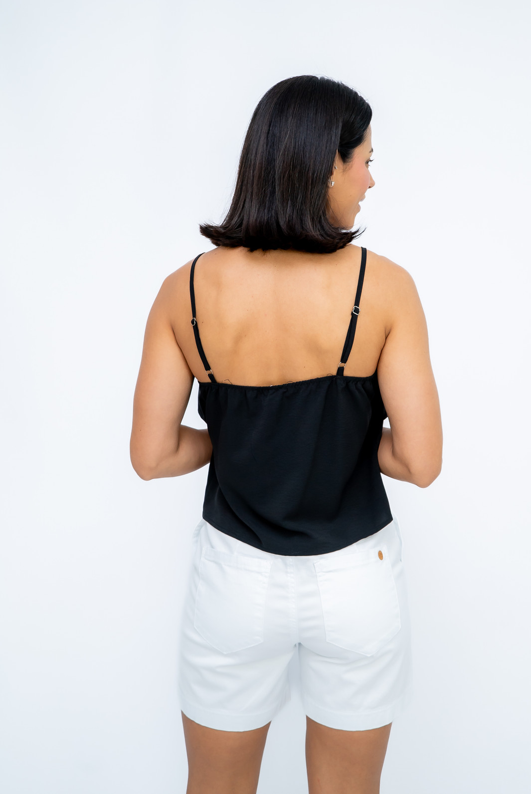 Shorts Sarja Branco Lênis