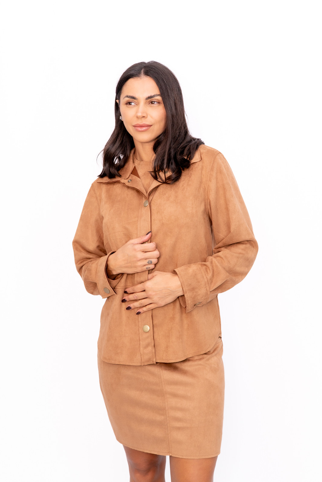 Camisa com Recortes e Botões Marrom Ramo Selvagem