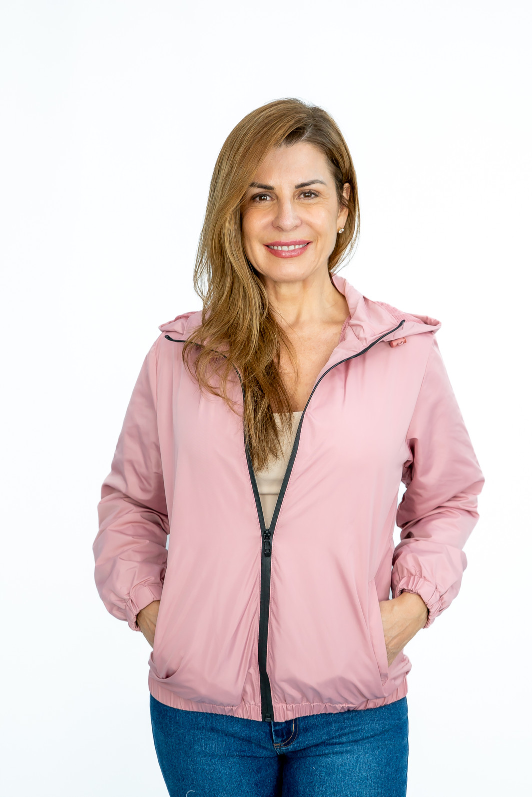 Jaqueta Corta Vento Comprida Rosa