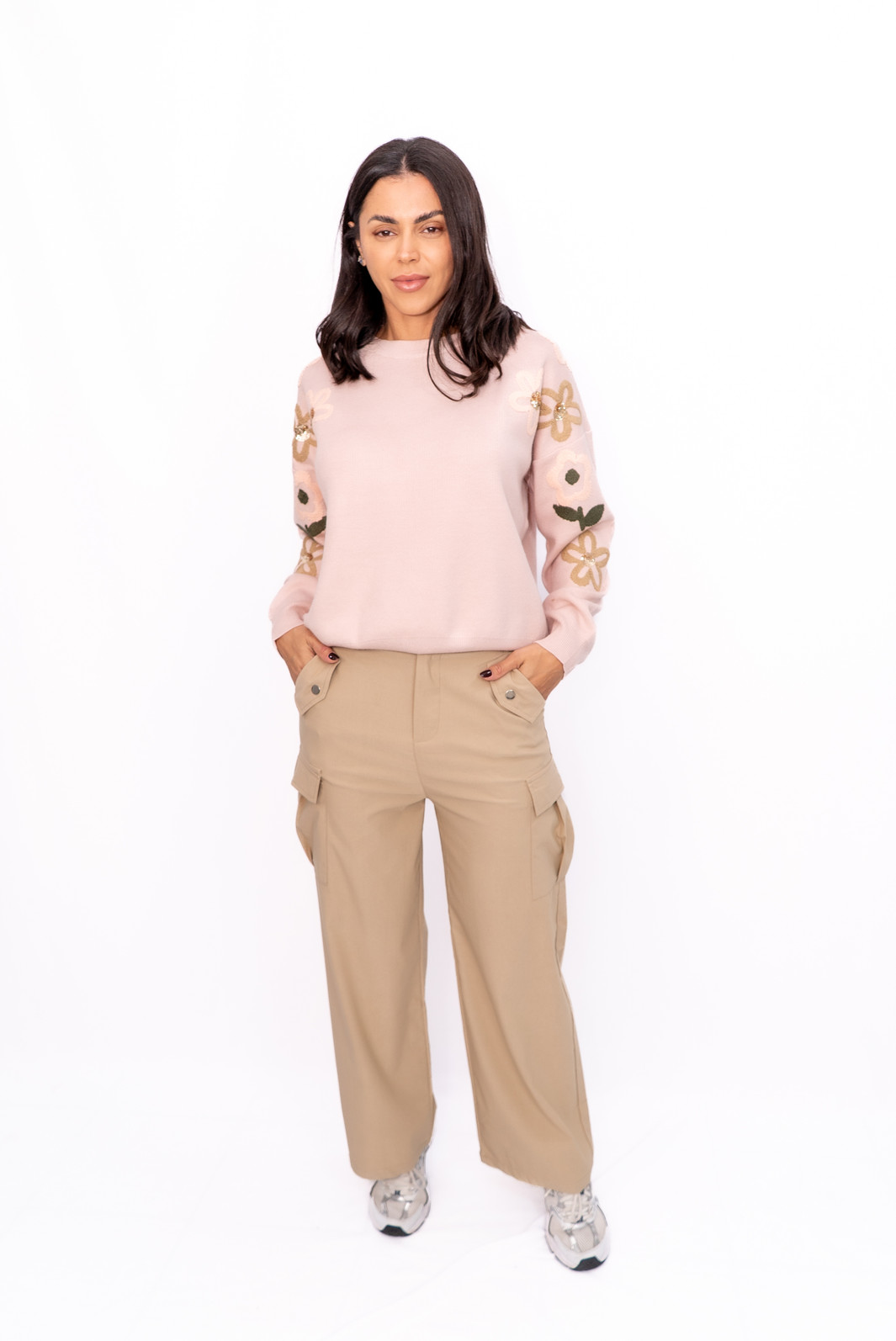 Blusa Modal Bordada nas Mangas Rosê