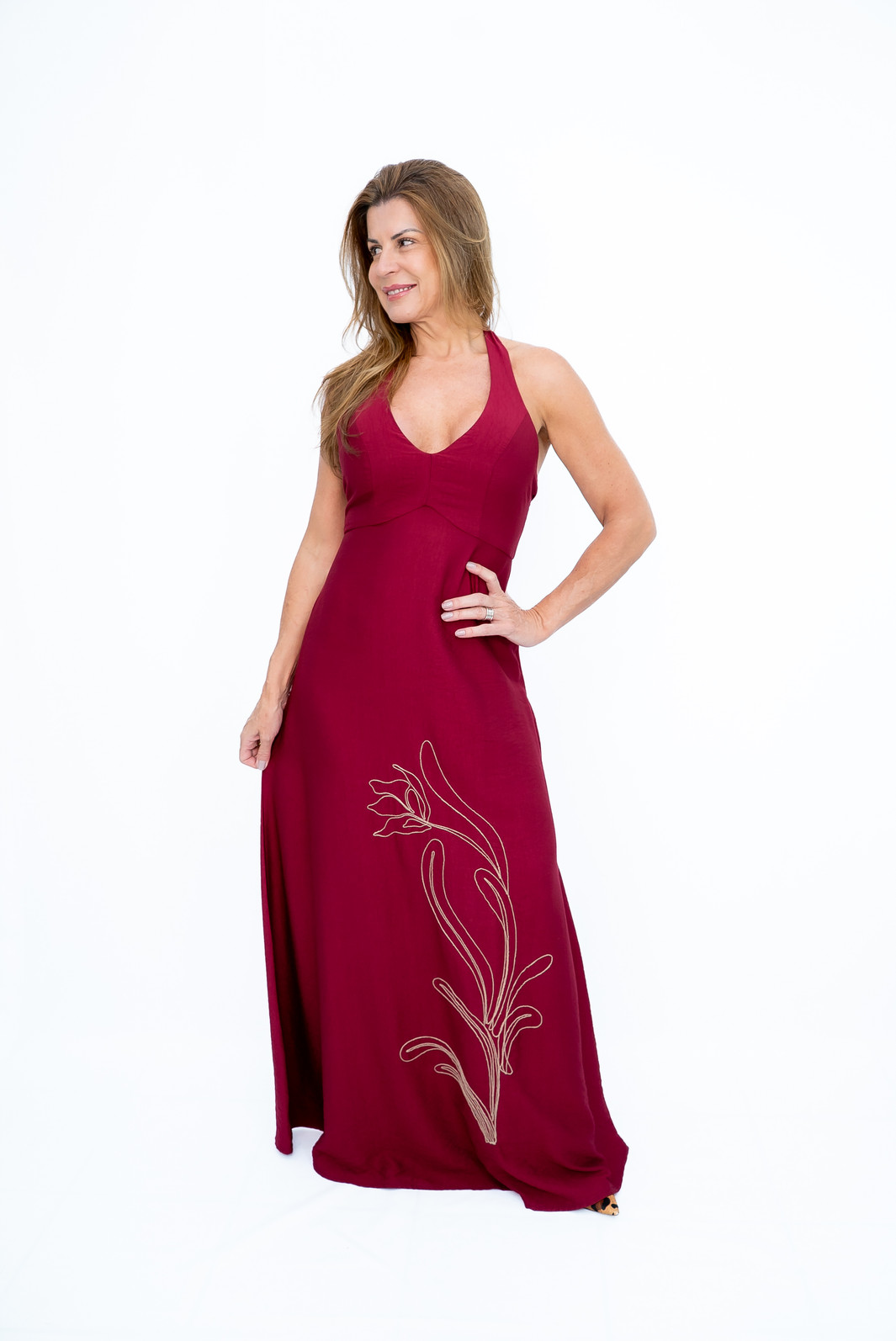 Vestido Longo com Bordados Rubi Bana Bana Vestido Longo com Bordados Rubi Bana Bana