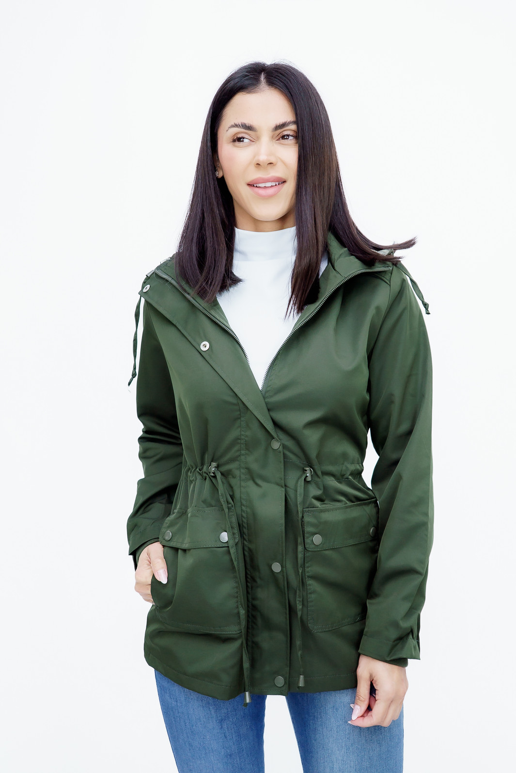 Parka Lisa com Forro Xadrez Verde