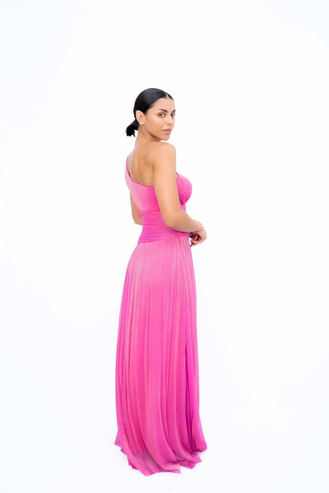 Vestido Longo Lurex Rosa