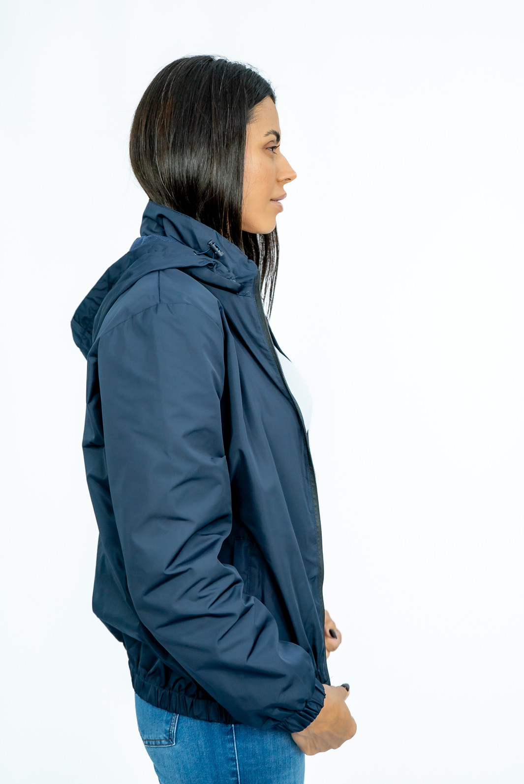 Jaqueta Corta Vento Comprida Azul Marinho