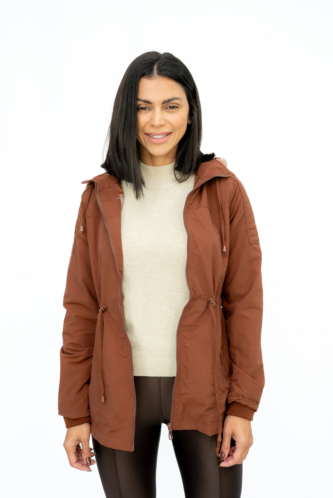 Parka Nylon Corta Vento Xadrez Coffee Parka Nylon Corta Vento Xadrez Coffee
