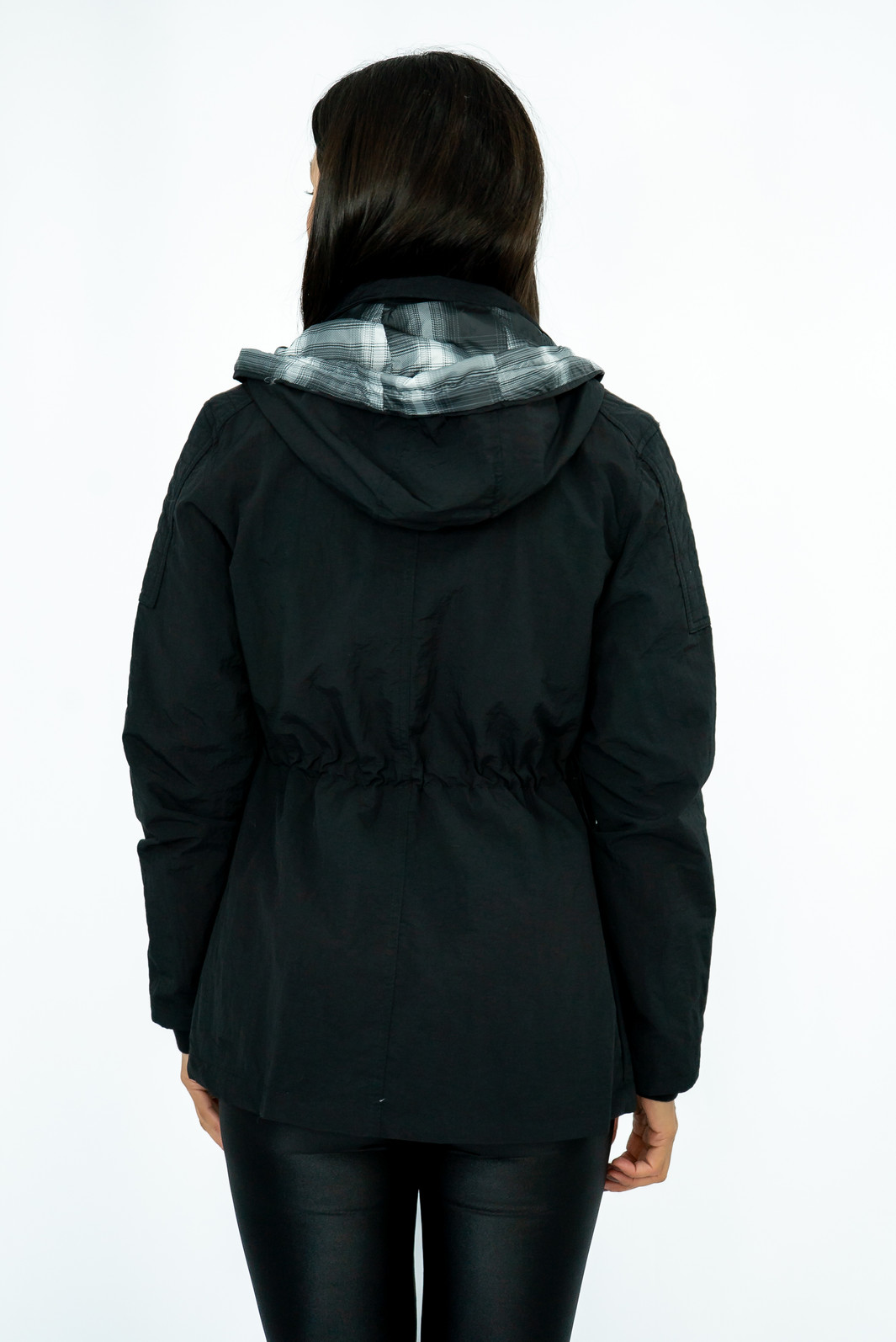Parka Nylon Corta Vento Xadrez Preta Parka Nylon Corta Vento Xadrez Preta