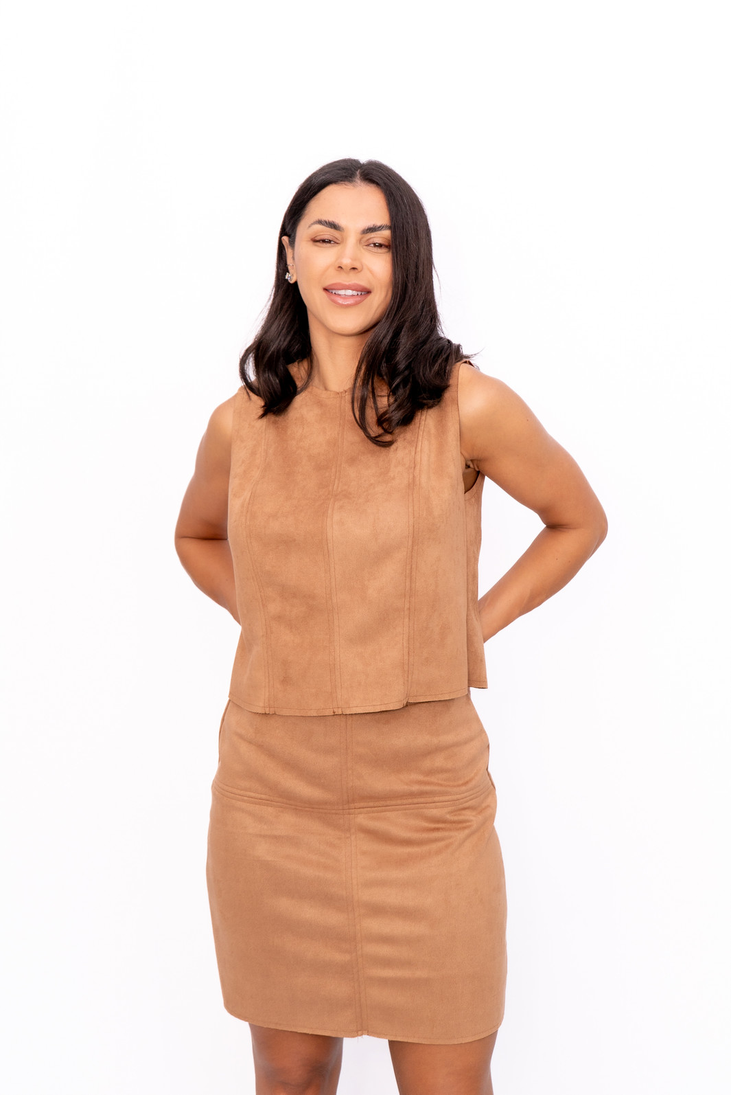 Blusa com Recortes e Ziper nas Costas Marrom Ramo Selvagem