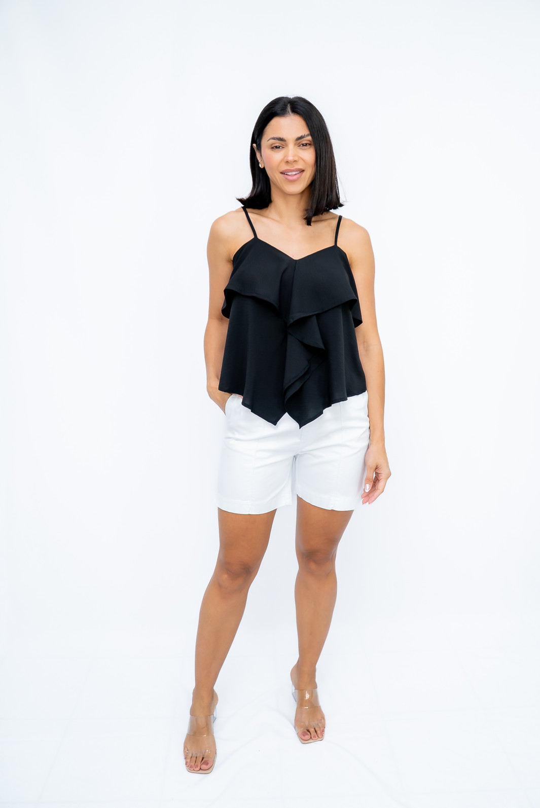 Shorts Sarja Branco Lênis