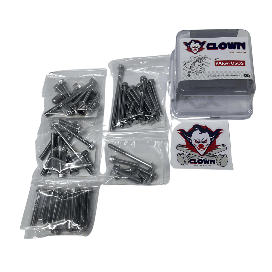 KIT DE PARAFUSOS CROMADO CLOWN PARA MOTOR CG 150