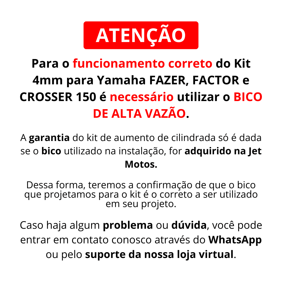 KIT 4mm FACTOR FAZER CROSSER 150 COM COMANDO VIGARISTA NÍVEL 1 KIT 4mm FACTOR FAZER CROSSER 150 COM COMANDO VIGARISTA NÍVEL 1