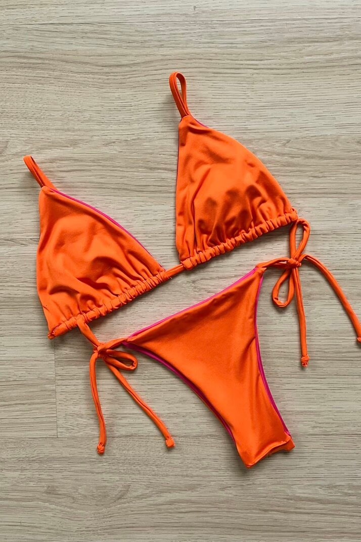 Conjunto: TOP KATE E CALCINHA NINA PINK+ORANGE