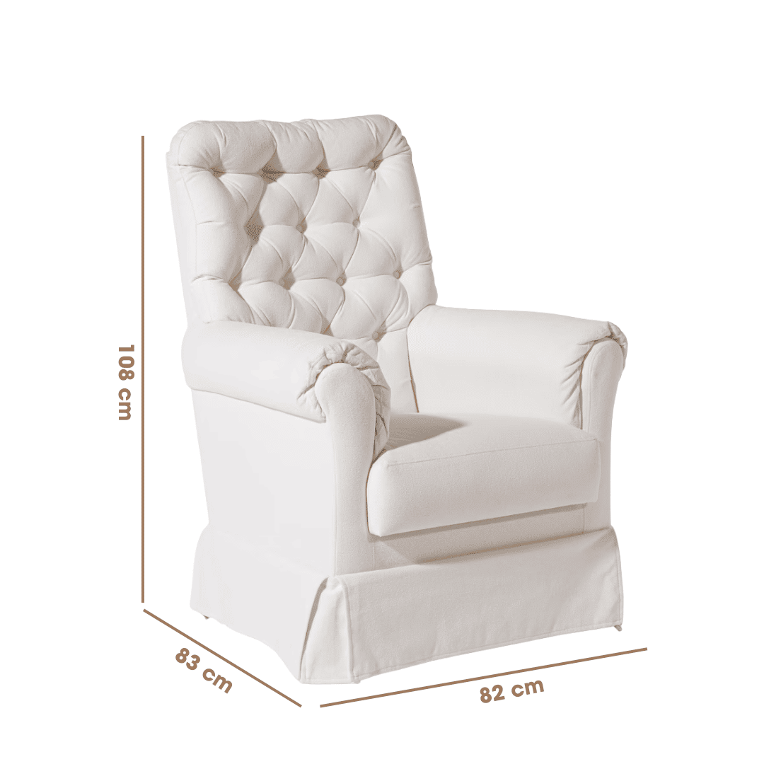 Poltrona de Amamentação Mommy com Balanço e Puff Bouclé Branco Poltrona de Amamentação Mommy com Balanço e Puff Bouclé Branco