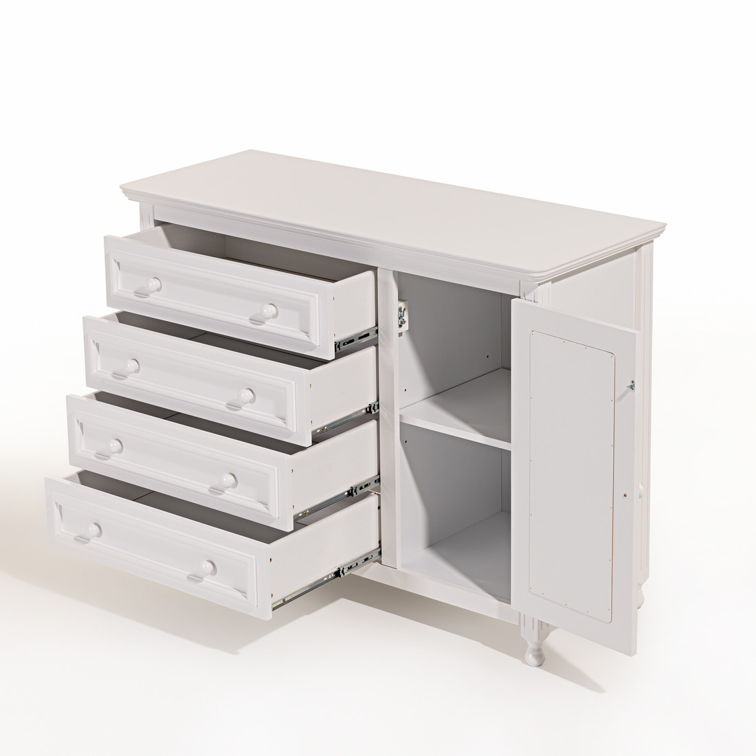 Cômoda Feliz 4 Gavetas Porta com Tela Trançada Cor Branca com Palha Mel Cômoda Feliz 4 Gavetas Porta com Tela Trançada Cor Branca com Palha Mel