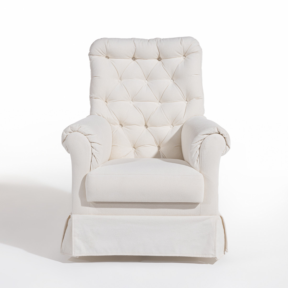 Poltrona de Amamentação Mommy com Balanço e Puff Bouclé Branco Poltrona de Amamentação Mommy com Balanço e Puff Bouclé Branco