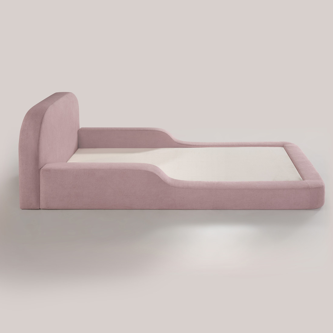 Cama Infantil de Solteiro Montessori em Espuma D28 Bouclé Rosa com Colchão Cama Infantil de Solteiro Montessori em Espuma D28 Bouclé Rosa com Colchão