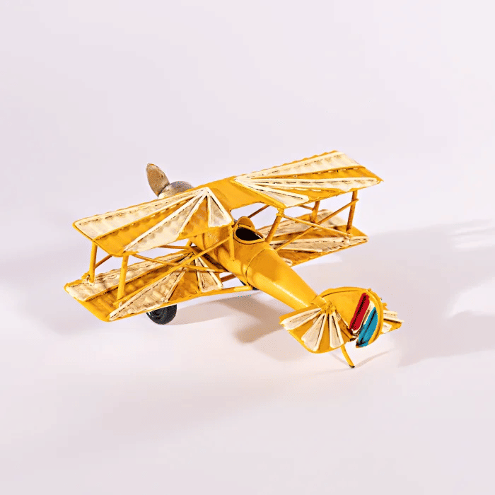 Avião Decorativo Amarelo Queimado Avião Decorativo Amarelo Queimado