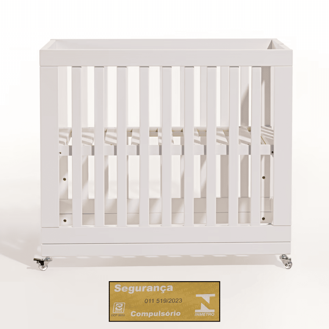 Mini Berço Dobrável Fold de Madeira Branco Mini Berço Dobrável Fold de Madeira Branco