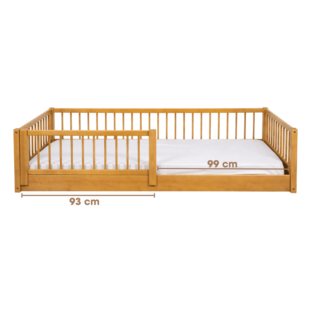 Cama Infantil de Solteiro Montessori em Madeira Maciça Pinus Mel Cama Infantil de Solteiro Montessori em Madeira Maciça Pinus Mel