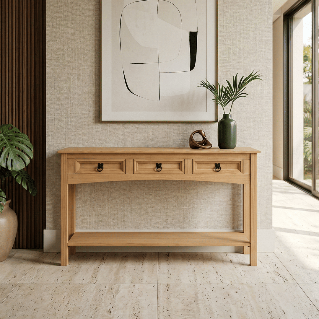 Aparador Madeira Maciça 3 Gavetas e 1 Prateleira 122 cm