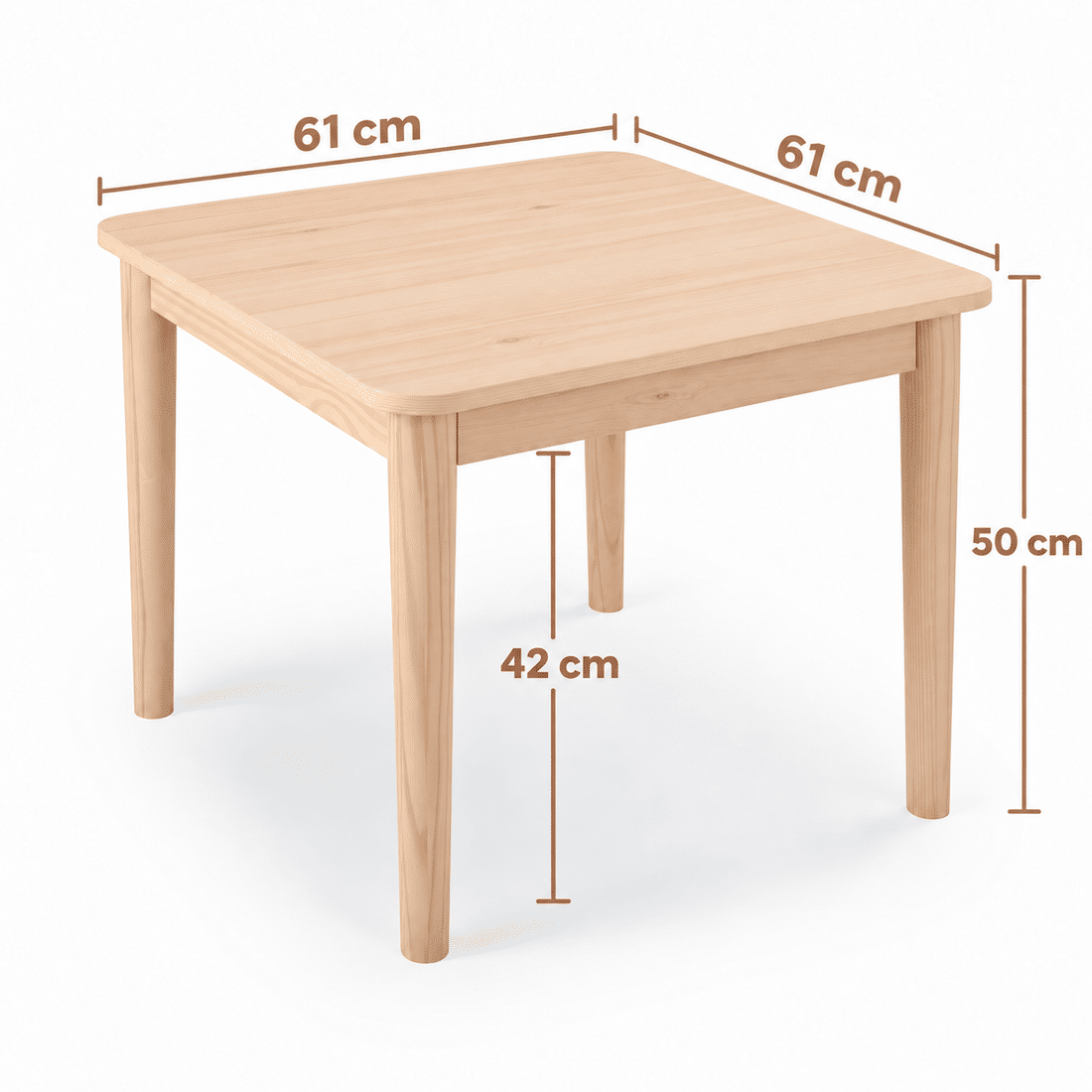 Mesa Infantil Quadrada de Madeira Maciça 61cm Natural Mesa Infantil Quadrada de Madeira Maciça 61cm Natural