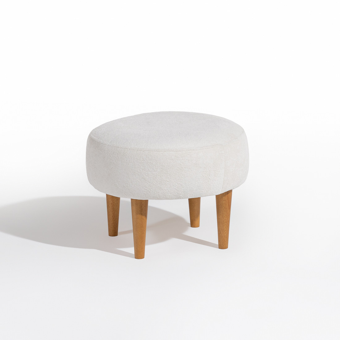 Poltrona de Amamentação Nina Giratória com Balanço e Puff Bouclé Branco