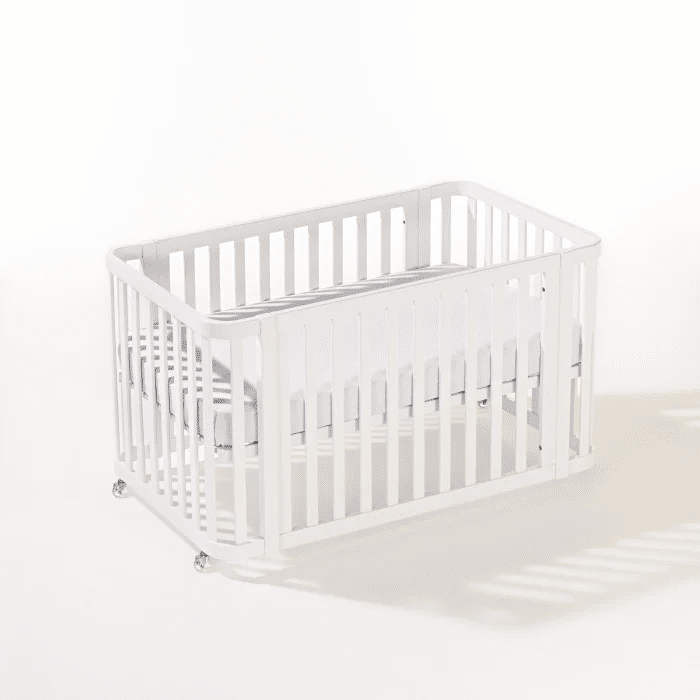 Kit Berço 3 em 1 + Cômoda 4 gavetas e 1 Porta com Rattan Branco | Linha Feliz + 1,2,3 Kit Berço 3 em 1 + Cômoda 4 gavetas e 1 Porta com Rattan Branco | Linha Feliz + 1,2,3